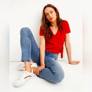 Madewell cross front short sleeveWrap-Tie Top
